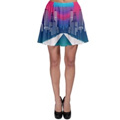Retro Cityscape Artist Artwork Digital Art Skater Skirt by uniart180623