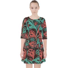 Flower Patterns Ornament Pattern Quarter Sleeve Pocket Dress by uniart180623