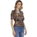 Breathe In Nature Background Puffed Short Sleeve Button Up Jacket View3