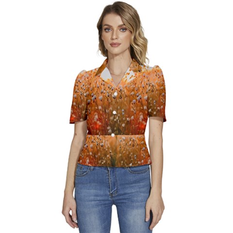 Late Afternoon Puffed Short Sleeve Button Up Jacket by artworkshop