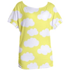 Cute Yellow White Clouds Women s Oversized Tee by ConteMonfrey