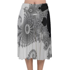 Apple Males Almond Bread Abstract Mathematics Velvet Flared Midi Skirt by Simbadda