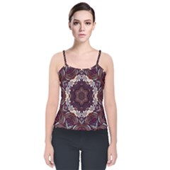 Rosette Kaleidoscope Mosaic Abstract Background Velvet Spaghetti Strap Top by Simbadda