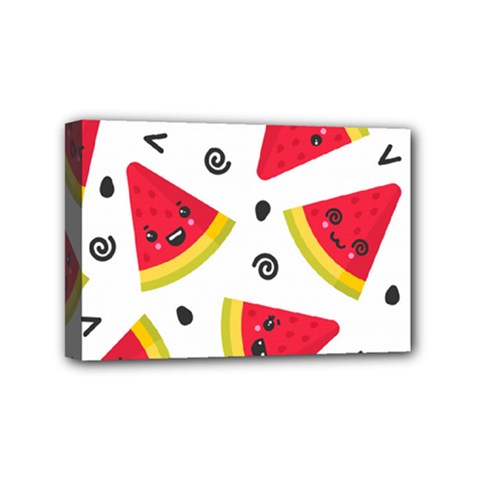 Cute Smiling Watermelon Seamless Pattern White Background Mini Canvas 6  X 4  (stretched) by Simbadda