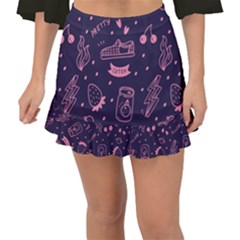 Various Cute Girly Stuff Seamless Pattern Fishtail Mini Chiffon Skirt by Simbadda