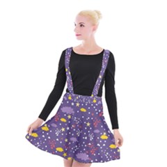 Pattern Cute Clouds Stars Suspender Skater Skirt by Simbadda