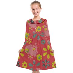 Flowers Pattern Kids  Midi Sailor Dress by Simbadda