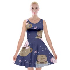 Cute Kittens Sleep Sweetly Mugs Velvet Skater Dress by Simbadda