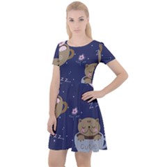 Cute Kittens Sleep Sweetly Mugs Cap Sleeve Velour Dress  by Simbadda