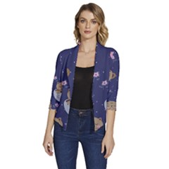 Cute Kittens Sleep Sweetly Mugs Women s Draped Front 3/4 Sleeve Shawl Collar Jacket by Simbadda