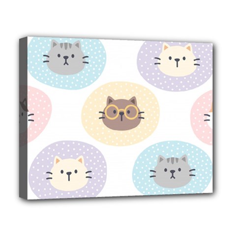 Cute Cat Seamless Pattern Background Deluxe Canvas 20  X 16  (stretched) by Simbadda