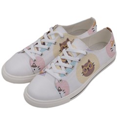 Cute Cat Seamless Pattern Background Women s Low Top Canvas Sneakers by Simbadda