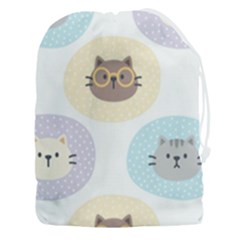 Cute Cat Seamless Pattern Background Drawstring Pouch (3xl) by Simbadda