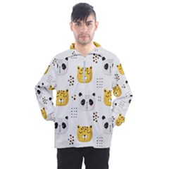 Seamless Pattern Cute Animals Men s Half Zip Pullover by Simbadda