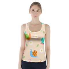 Seamless Pattern Cute Snail With Flower Leaf Racer Back Sports Top by Simbadda
