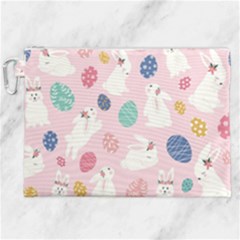 Cute Bunnies Easter Eggs Seamless Pattern Canvas Cosmetic Bag (xxl) by Simbadda