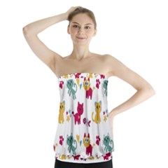 Pattern With Cute Cats Strapless Top by Simbadda
