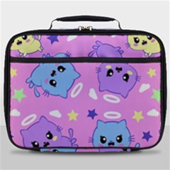 Seamless Pattern With Cute Kawaii Kittens Full Print Lunch Bag by Simbadda