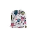 Pattern With Cute Cat Heads Drawstring Pouch (Small) View1