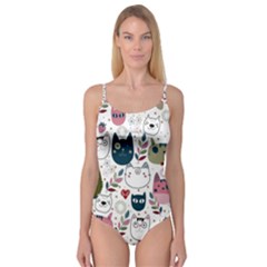 Pattern With Cute Cat Heads Camisole Leotard  by Simbadda