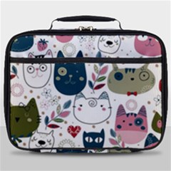 Pattern With Cute Cat Heads Full Print Lunch Bag by Simbadda