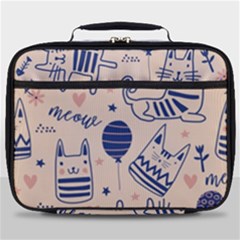 Cute Cats Doodle Seamless Pattern With Funny Characters Full Print Lunch Bag by Simbadda