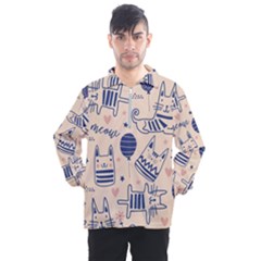 Cute Cats Doodle Seamless Pattern With Funny Characters Men s Half Zip Pullover by Simbadda