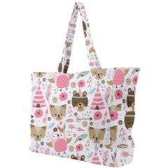 Pink Animals Pattern Simple Shoulder Bag by Simbadda