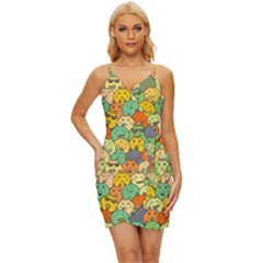 Seamless Pattern With Doodle Bunny Wrap Tie Front Dress by Simbadda