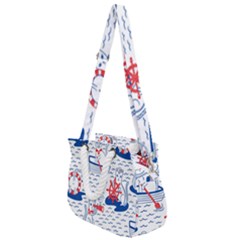 Nautical Cats Seamless Pattern Rope Handles Shoulder Strap Bag by Simbadda