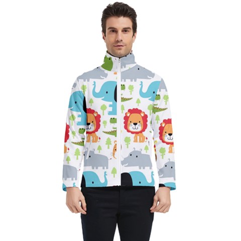 Seamless Pattern Vector With Animals Cartoon Men s Bomber Jacket by Simbadda