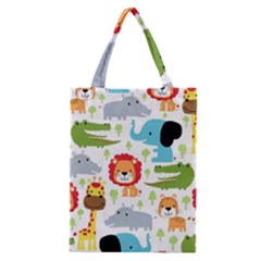 Seamless Pattern Vector With Animals Cartoon Classic Tote Bag by Simbadda