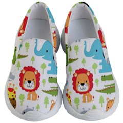 Seamless Pattern Vector With Animals Cartoon Kids Lightweight Slip Ons by Simbadda