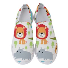Seamless Pattern Vector With Animals Cartoon Women s Slip On Sneakers by Simbadda