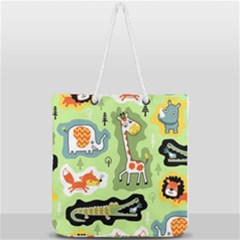 Seamless-pattern-with-wildlife-animals-cartoon Full Print Rope Handle Tote (large) by Simbadda