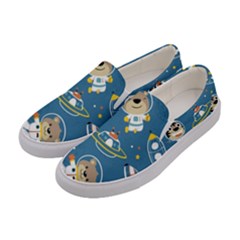 Seamless-pattern-funny-astronaut-outer-space-transportation Women s Canvas Slip Ons by Simbadda
