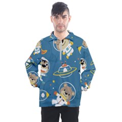 Seamless-pattern-funny-astronaut-outer-space-transportation Men s Half Zip Pullover by Simbadda