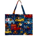 Seamless Pattern Vehicles Cartoon With Funny Drivers Zipper Mini Tote Bag View2