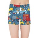 Seamless Pattern Vehicles Cartoon With Funny Drivers Kids  Sports Shorts View1