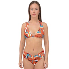 Seamless Pattern Vector Beach Holiday Theme Set Double Strap Halter Bikini Set by Simbadda