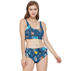 Seamless Pattern Vector Submarine With Sea Animals Cartoon Frilly Bikini Set by Simbadda