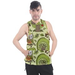 Seamless Pattern With Trees Owls Men s Sleeveless Hoodie by Simbadda