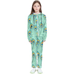 Lovely Peacock Feather Pattern With Flat Design Kids  Tracksuit by Simbadda