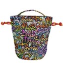 Graffiti Word Seamless Pattern Drawstring Bucket Bag View1