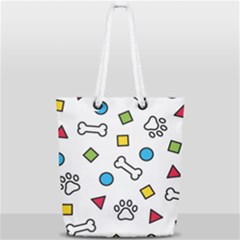 Dog Paw Seamless Pattern Foot Print Bone Full Print Rope Handle Tote (small) by Simbadda