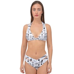 Pattern Hipster Abstract Form Geometric Line Variety Shapes Polkadots Fashion Style Seamless Double Strap Halter Bikini Set by Simbadda