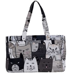 Cute Cat Hand Drawn Cartoon Style Canvas Work Bag by Simbadda