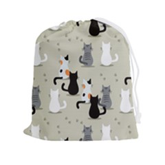 Cute Cat Seamless Pattern Drawstring Pouch (2xl) by Simbadda