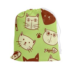 Cute-hand-drawn-cat-seamless-pattern Drawstring Pouch (2xl) by Simbadda