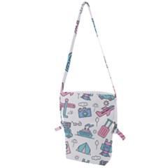 Transportation Seamless Pattern Folding Shoulder Bag by Simbadda